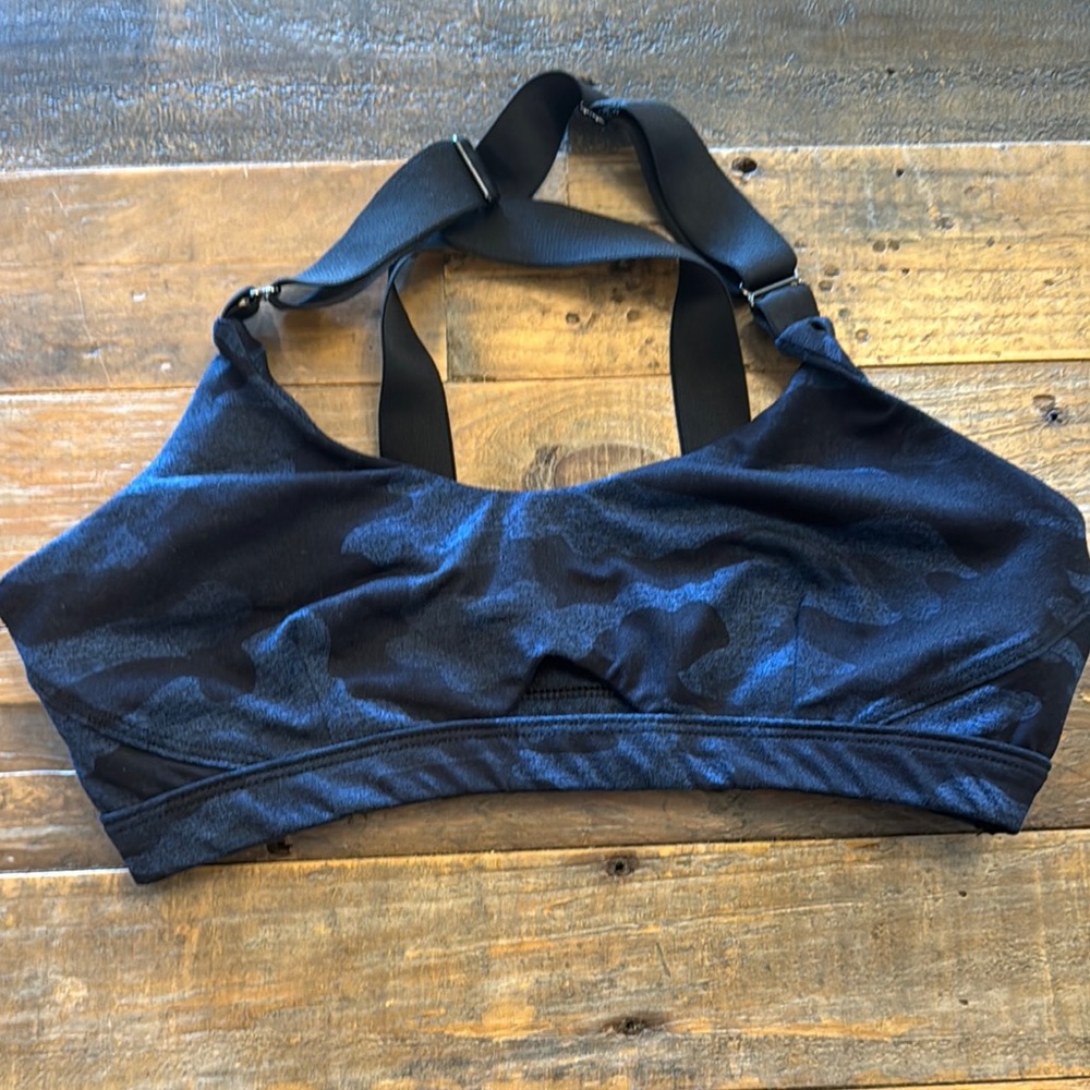 Bombshell Sportswear Black and Blue Performance Sports Bra